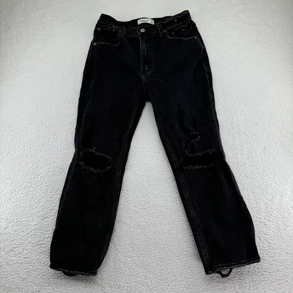Abercrombie & Fitch Ankle Straight Ultra High Rise Jeans Womens 27/4 Black Dist.